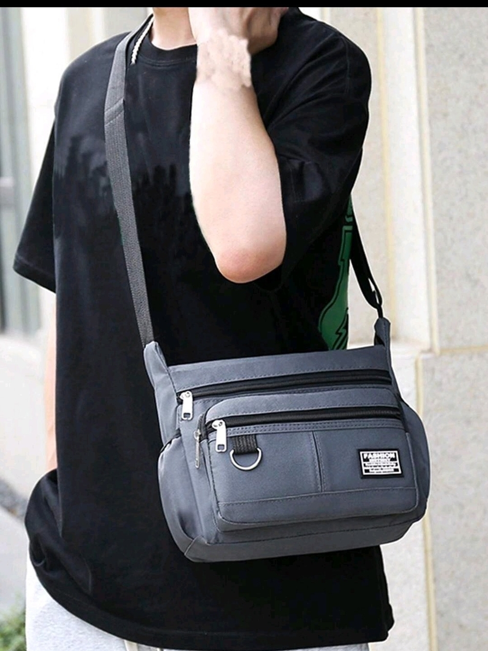 Unissex Gray Crossbody Shoulder Bag - Casual Everyday Carry